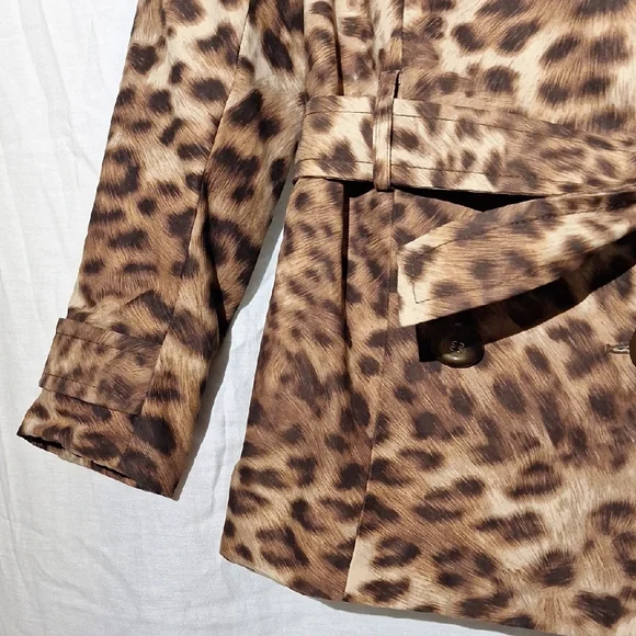 INC Animal Print Trench Coat, Short With Belt Sz 4, NWOT - Picture 7 of 16